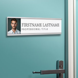 Porte-nom Pour Porte Blanc noir avec nom Titre professionnel et photo