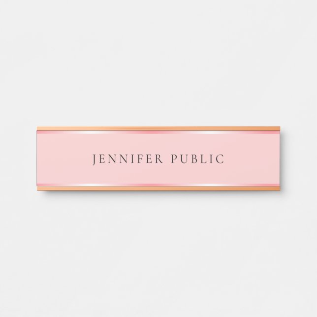 Porte-nom Pour Porte Blush Pink and Rose Gold Elegant Name Home House (Devant)