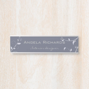Porte-nom Pour Porte Branches de feuilles frisées bleues