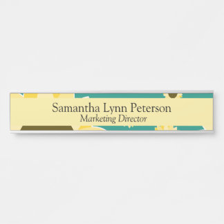 Porte-nom Pour Porte Bright Sunflowers on Green