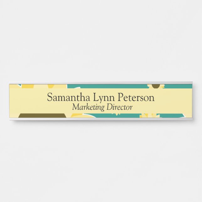 Porte-nom Pour Porte Bright Sunflowers on Green (Devant)