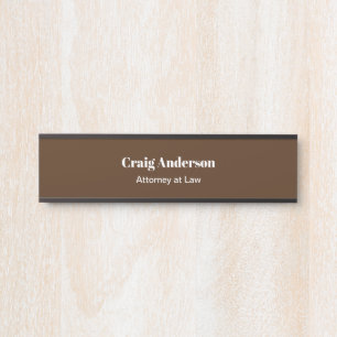 Porte-nom Pour Porte Brown Professionnel Plain Moderne Élégant