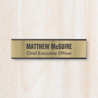 Porte-nom Pour Porte Bureau d'apparence or brossé
