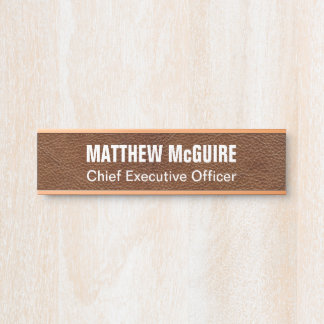 Porte-nom Pour Porte Bureau en cuir Faux