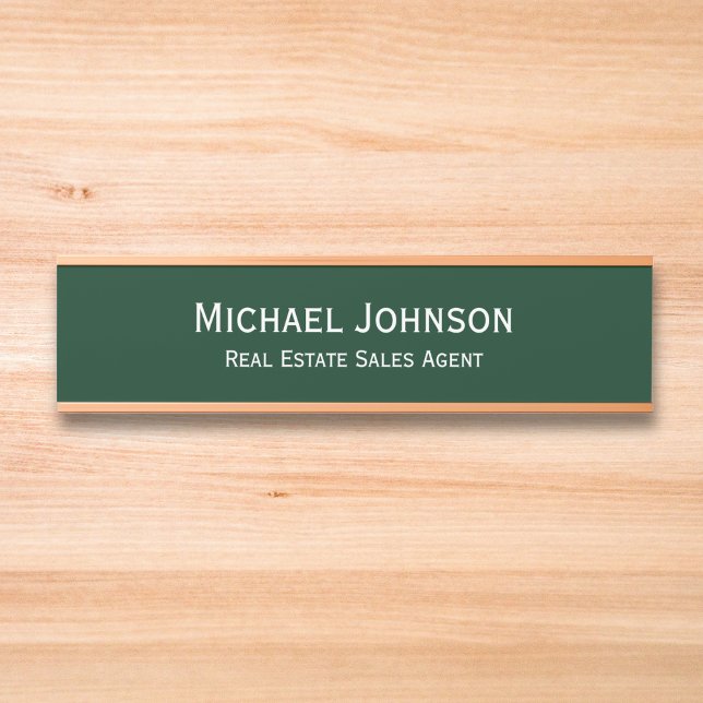 Porte-nom Pour Porte Bureau professionnel Nom Titre Vert foncé (Professional Business Office Name Title Dark Green Door Sign)