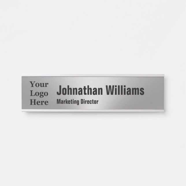 Porte-nom Pour Porte Business Brossé Métal Regardez votre nom Titre Log (Devant)