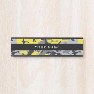 Porte-nom Pour Porte Camo jaune et gris, Camouflage, Militaire, Armée