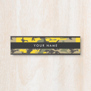 Porte-nom Pour Porte Camo jaune et vert, camouflage, militaire, armée