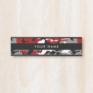 Porte-nom Pour Porte Camo rouge et gris, Camouflage, Militaire, Armée