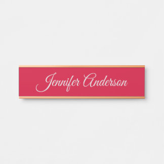 Porte-nom Pour Porte Chic Calligraphie Élégant Cerisier Rouge Personnal