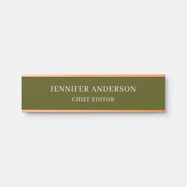 Porte-nom Pour Porte Chic Green Professional Modern Plain Minimalist (Devant)