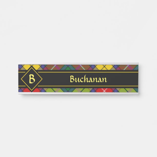 Porte-nom Pour Porte Clan Buchanan Tartan (Devant)