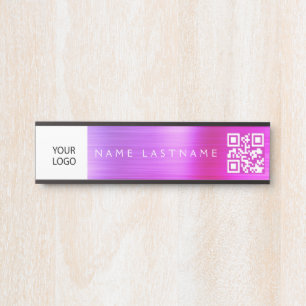 Porte-nom Pour Porte Code QR Logo Personnalisé Executive Purple Pink