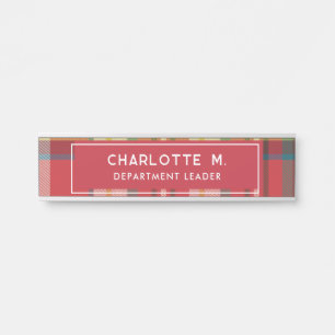 Porte-nom Pour Porte Colorful Plaid Classic Personnalisé Enseignants Ro