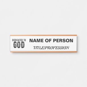 PORTE-NOM POUR PORTE CONSACRÉ À DIEU TEXTE NOIR PERSONNALISABLE ET COO