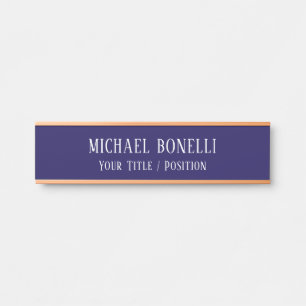 Porte-nom Pour Porte Couleur Bleue Classique Élégante Police Serif Mini