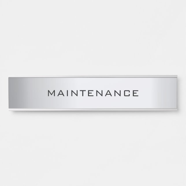 Porte-nom Pour Porte Custom Maintenance Text Elegant Silver Template (Devant)