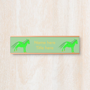 Porte-nom Pour Porte Cute Irlandais Green et or Unicorn Custom