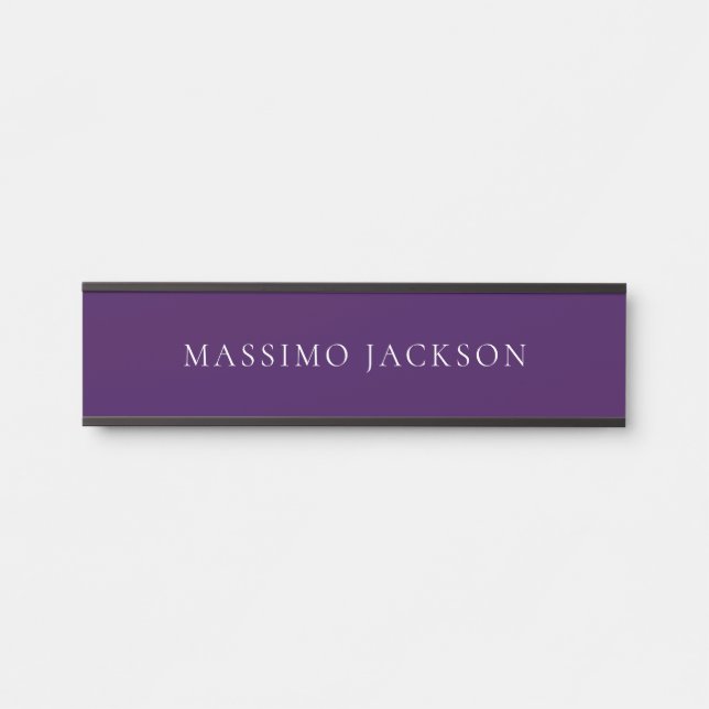 Porte-nom Pour Porte Dark Purple Minimalist Plain Modern  (Devant)
