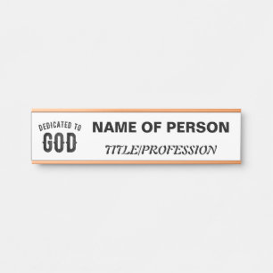 PORTE-NOM POUR PORTE DÉDIÉ À DIEU COOL PERSONNALISABLE NOIR TEXTE