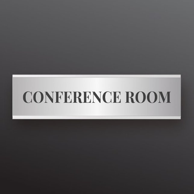 Porte-nom Pour Porte Département de bureau contemporain Noir & Faux Arg (Contemporary Black & Faux Silver Office Department Door Sign)