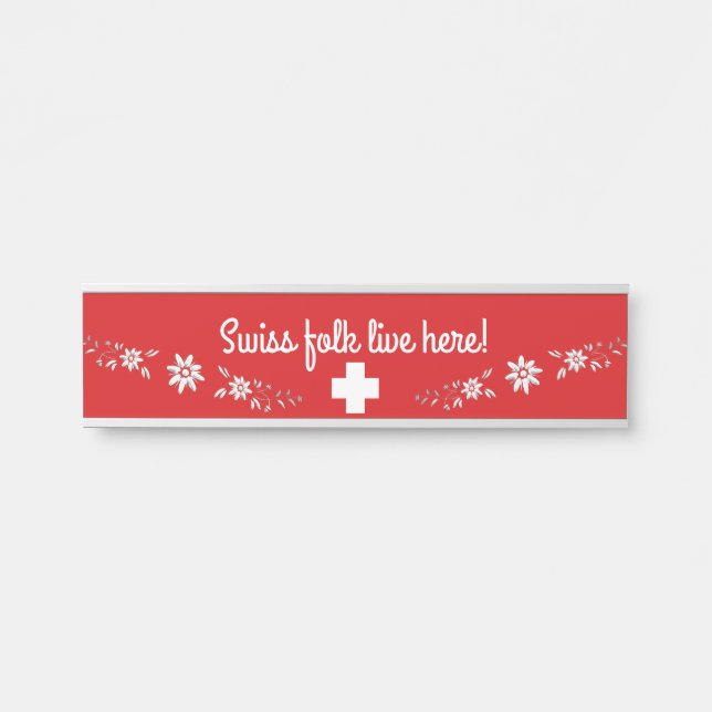 Porte-nom Pour Porte Drapeau suisse et edelweiss (Devant)