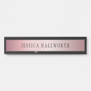 Porte-nom Pour Porte Elégant Blush Faux Rose Gold   Nom et initiales