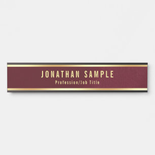 Porte-nom Pour Porte Élégant Burgundy Rouge Glamour Or Couleur Texte Lo