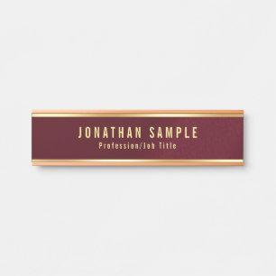 Porte-nom Pour Porte Elégant Burgundy Rouge Glamour Or Texte