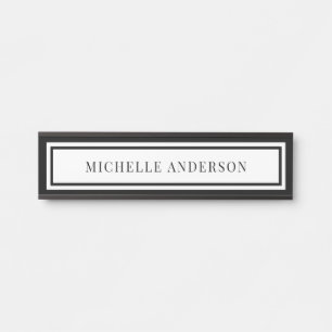 Porte-nom Pour Porte Élégant Double Cadre Chic Noir et Blanc Moderne