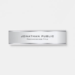 Porte-nom Pour Porte Elégant Faux Argent Metallic Look Modèle tendanc