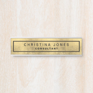 Porte-nom Pour Porte Élégant Faux Gold Foil Motif Entreprise