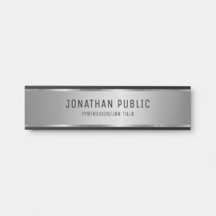 Porte-nom Pour Porte Elégant Glamour Noir Et Argent Modèle Luxe