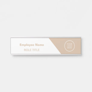 Porte-nom Pour Porte Élégant logo d'affaires blanc beige