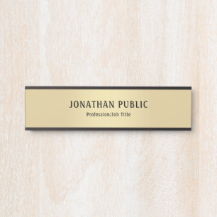 Porte-nom Pour Porte Élégant minimaliste moderne Or noir glamour