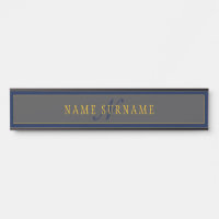 Élégant Script Monogram Dark Navy Blue Grey & Gold