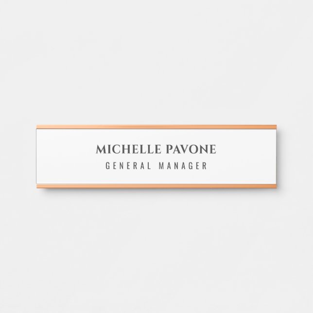 Porte-nom Pour Porte Élégant Simple Professionnel Noir & Blanc (Devant)