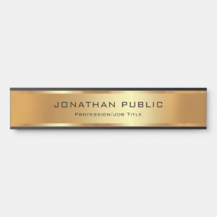 Porte-nom Pour Porte Élégant votre Modèle de texte personnalisé Noir &