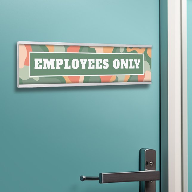 Porte-nom Pour Porte Employés uniquement - abstrait moderne (Employees Only Door Sign - Customize your text and colors)