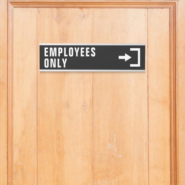 Porte-nom Pour Porte Employés uniquement Bureau d'affaires noir (Employees Only Business Office Black Door Sign)
