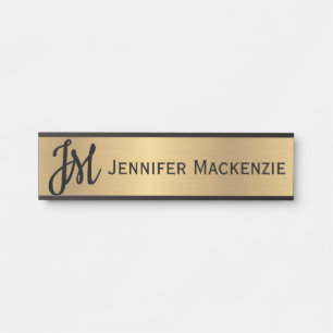 Porte-nom Pour Porte Enseigne de porte de bureau en faux or Monogramme