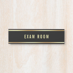 Porte-nom Pour Porte Exam Room Black Gold Personnalisable Modèle de tex