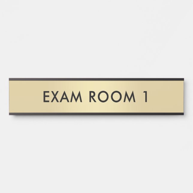 Porte-nom Pour Porte Exam Room Gold Black Modèle de texte personnalisab (Devant)
