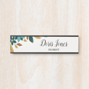Porte-nom Pour Porte Fleurs de beauté bleue feuilles d'automne
