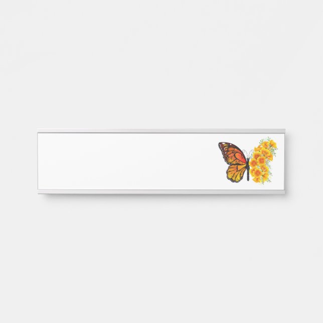 Porte-nom Pour Porte Flower Butterfly with Yellow California Poppy (Devant)