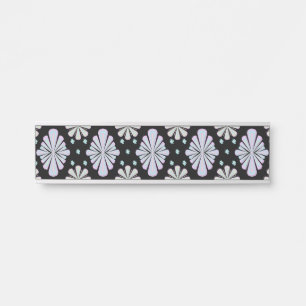 Porte-nom Pour Porte Formes Florales Pastel sur Fond Noir