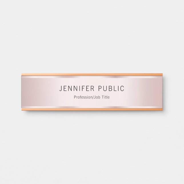Porte-nom Pour Porte Glamorous Rose Gold Modern Elegant Name Home (Devant)