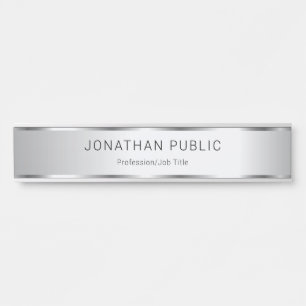 Porte-nom Pour Porte Glamour Faux Argent Élégant Modèle moderne