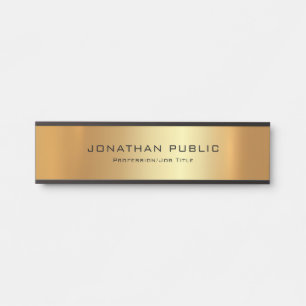 Porte-nom Pour Porte Glamour Moderne Personnalisé Élégant Noir Et Or