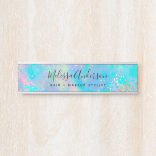 Porte-nom Pour Porte Holographique Opal Parties scintillant de pierre C